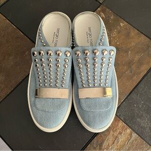Sergio Rossi Light Blue Studded Mule Sneakers Size 38